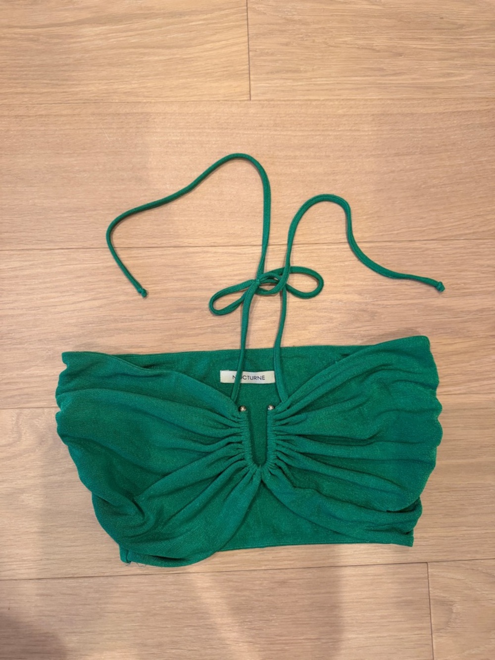 Nocturne Green Ruched Halter Tube Top